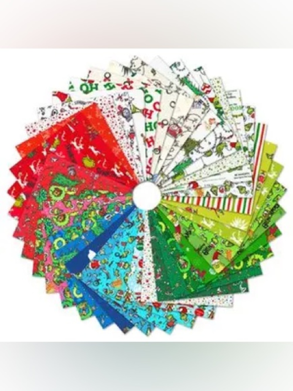 How the Grinch Stole Christmas 5” Charm Pack. 42 Pieces  Cotton Fabric New